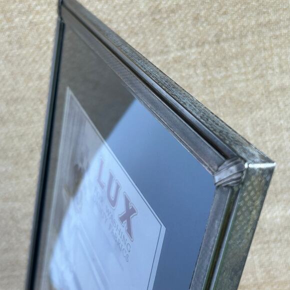 Vintage Art Deco Silver Metal Picture Frame 10x13 Etched Corners Velour Back - Picture 13 of 13